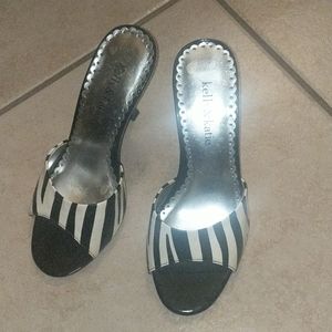 Zebra print kitten heels